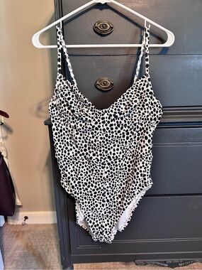 MICHAEL Michael Kors Black and White Dalmatian Print One-Piece